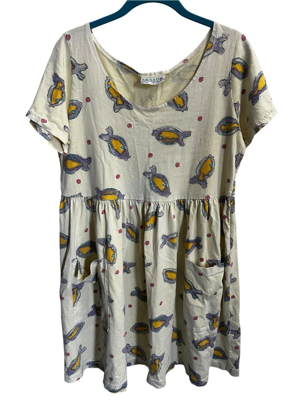 fresh produce Fish Print cotton mini dress size small